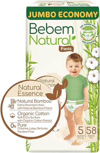 Bebem Natural - Pants Diapers - Junior Size 5 - 58 Pieces