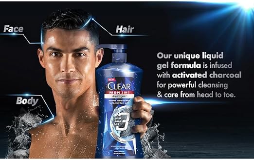 clear shampoo shower gel & face wash 180ml بالفحم
