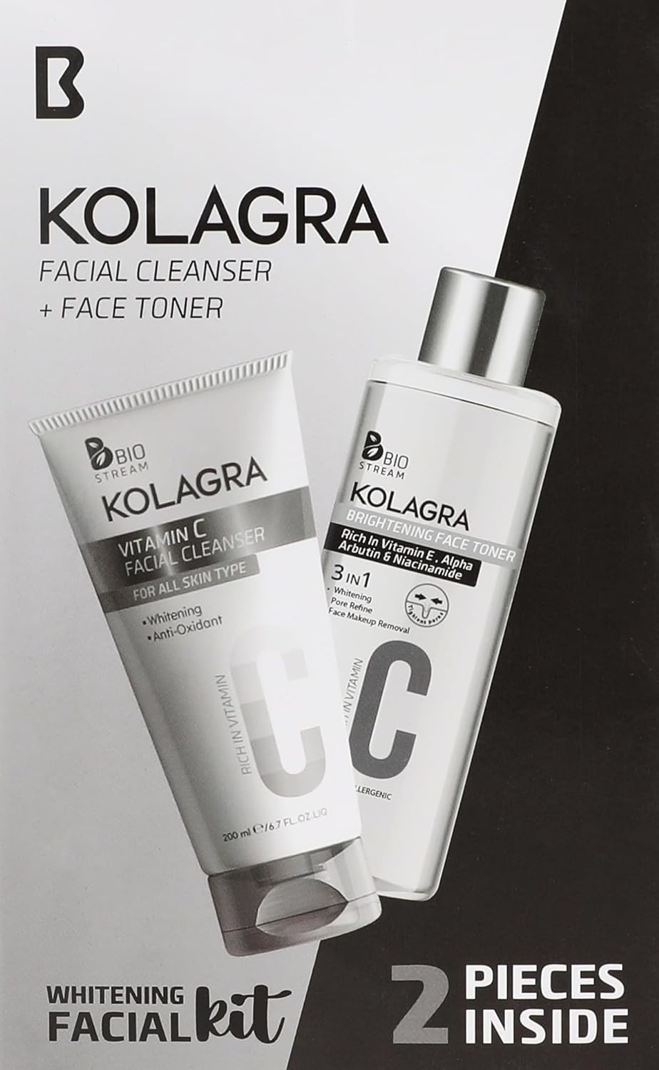 Kolagra Facial Wash + Toner 2 pieces inside